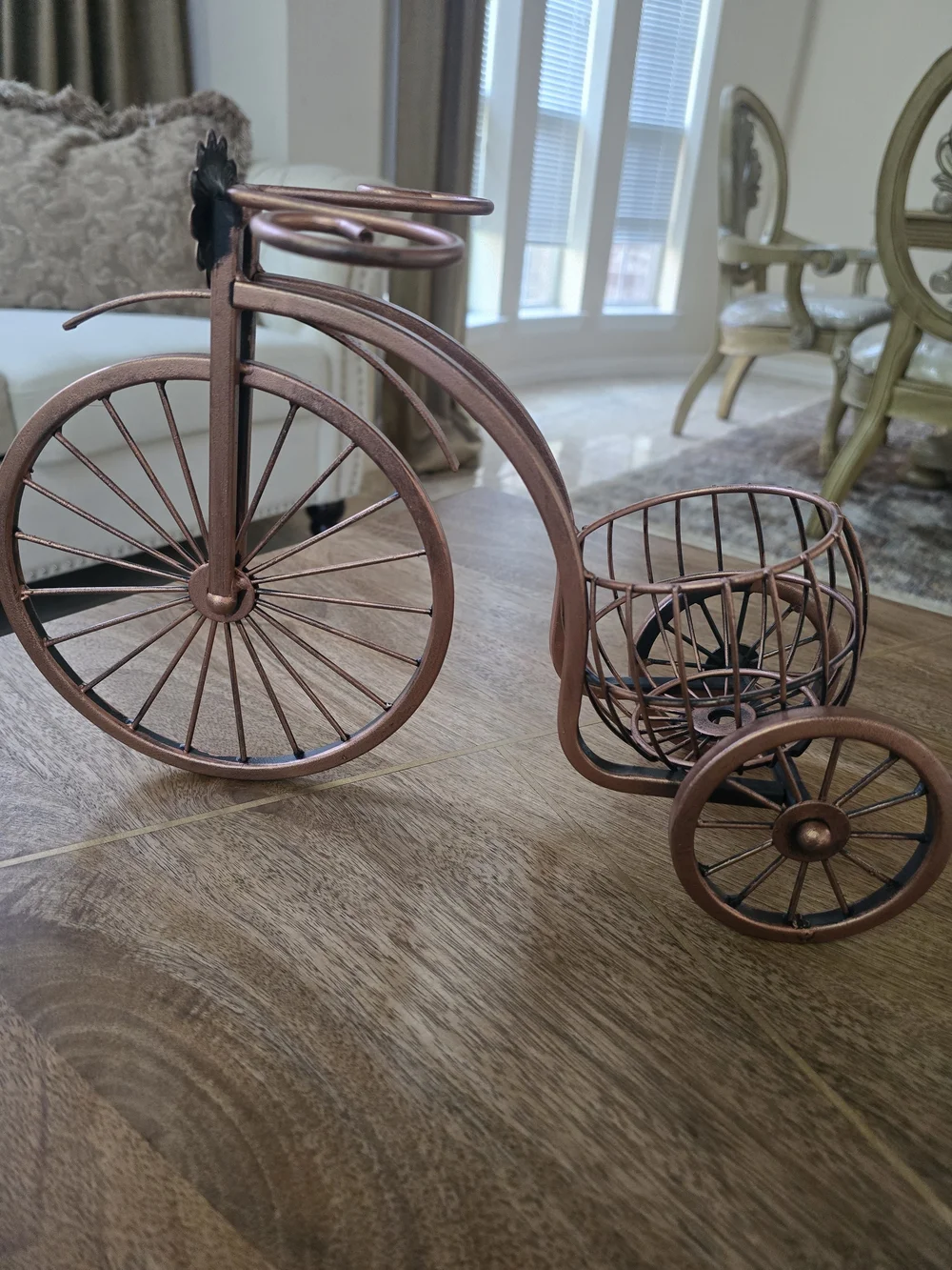 Copper Tricycle Wine Bottle Holder - Decorative Bar Accent